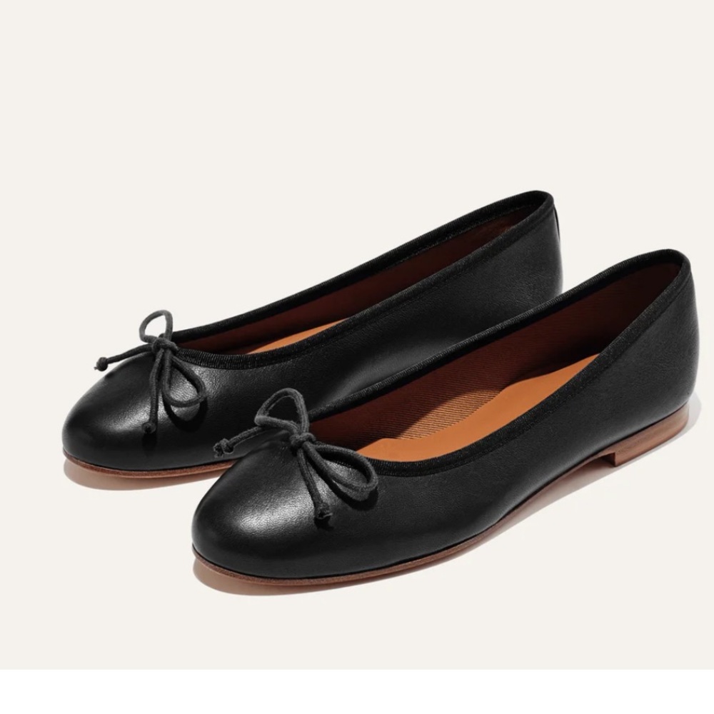 Margaux The Demi Black Leather Ballet Flats Size 9 NWT